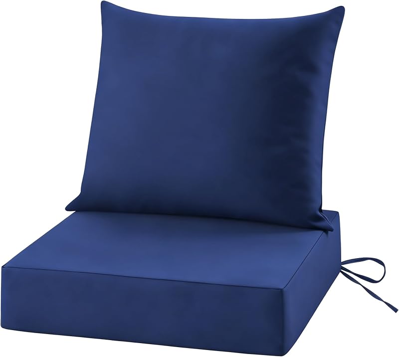 Outdoor Deep-Seat Cushion Set, 24*24*5.75inch, Navyblue, Set of 1