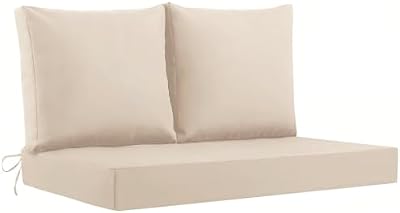 Outdoor Loveseat Cushions, 46×26×4 Inch, Waterproof, Beige — view 2