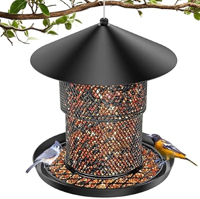 Bird Feeder for Outdoor, 3.6LB All Metal with Roof, Chew Proof — view 2
