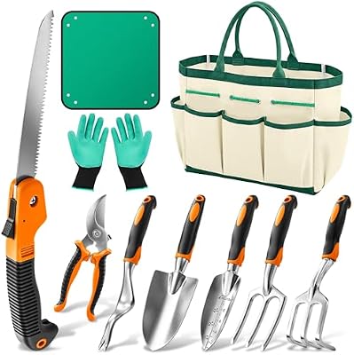 Garden Tool Set Gardening Tools - Heavy Duty Aluminum Tool Kit with Non-Slip Handle, Gardening Gloves and Too… — view 2