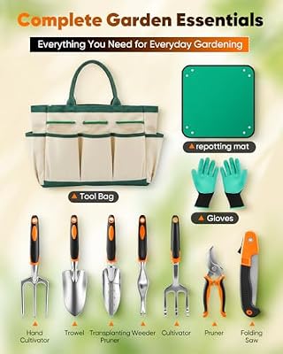 Garden Tool Set Gardening Tools - Heavy Duty Aluminum Tool Kit with Non-Slip Handle, Gardening Gloves and Too… — view 3