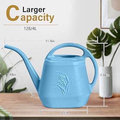 Watering Can - for Home Plant Garden - 1 Gallon Hand - Sky Blue — view 3