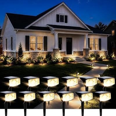 AUDERWIN Solar Spot Lights Outdoor Waterproof 12 Pack Warm White — view 2