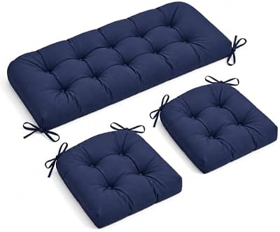 Outdoor Wicker Chair Cushions Set of 3, Waterproof Patio Furniture Cushions with Ties,1 Loveseat + 2 U-Shaped… — view 2