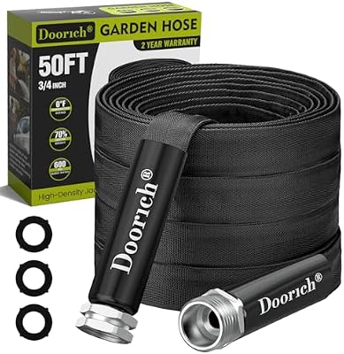 Garden Hose, 50ft Flat Ultra Lightweight Flexible Water Hose Black — view 2