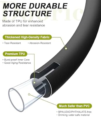Garden Hose, 50ft Flat Ultra Lightweight Flexible Water Hose Black — view 3