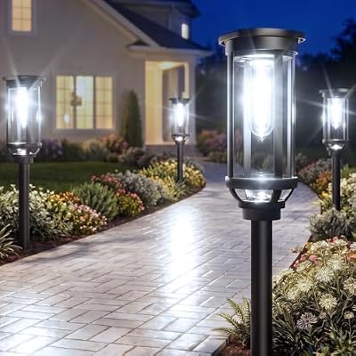 Ensenior Solar Pathway LED Lights Outdoor, 6500K Cool White, 6 Pack — view 2