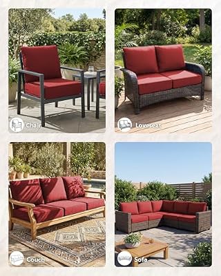 6" Thick Outdoor Cushion, 22"*24"*6" Patio Furniture Cushions with Waterproof Patio Furniture Cushions with R… — view 4