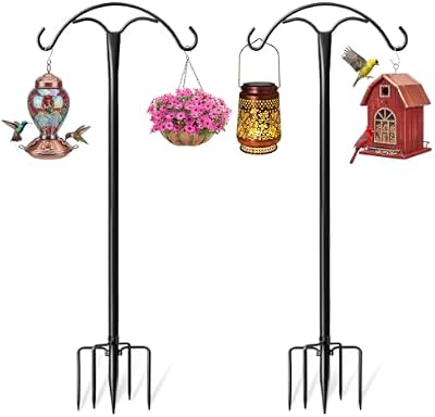 2 Pack 76" Shepherds Hooks for Outdoor, Heavy-Duty Metal Bird Feeder Pole — view 2