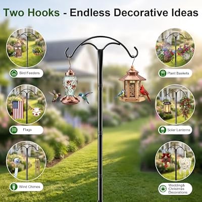 2 Pack 76" Shepherds Hooks for Outdoor, Heavy-Duty Metal Bird Feeder Pole — view 3