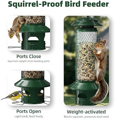 Squirrel Proof Bird Feeders for Outdoors Hanging, Chew Proof Bird feeders — view 3
